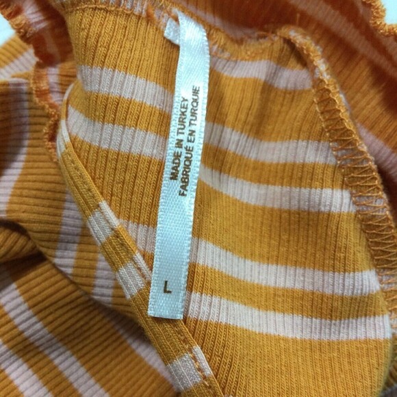 Free People Womens Sunday Afternoon Striped Cut-Out Open Back Top Orange Size L - Picture 7 of 9